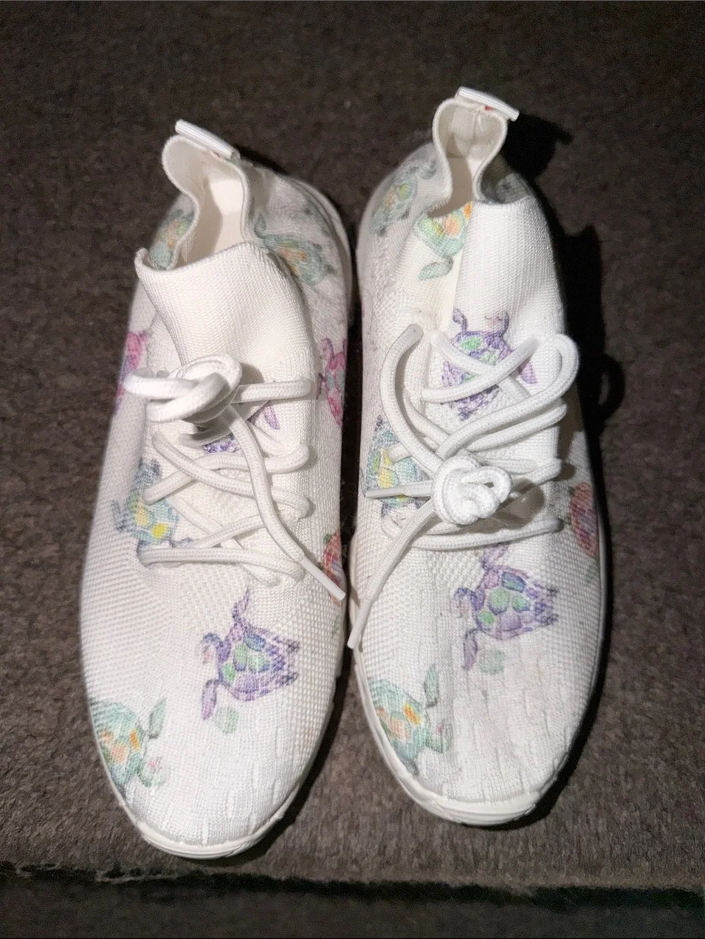 White Canvas Sneakers with Colorful Turtle Print